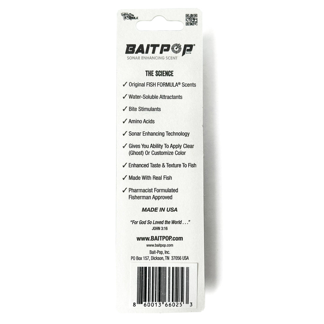 cmo scents and lures inc pops top secret fish attractant BaitPop Elite Shad Ghost